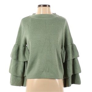 🌲Sage Ruffled Sleeve Sweater